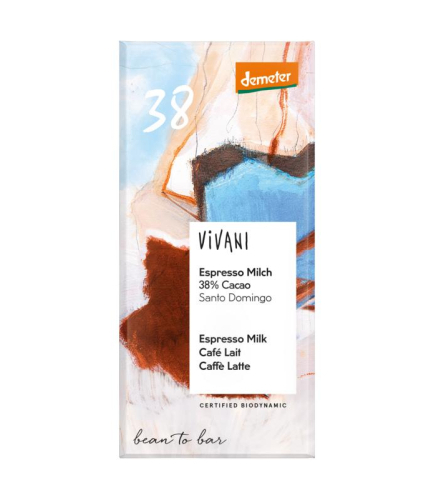 Vivani Chocolade Melk Espresso 38%  Biologisch 90 Gramm