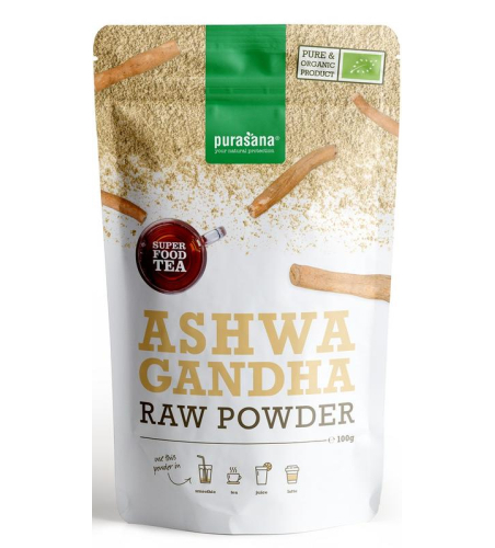 100 gram Purasana Ashwagandha Raw Powder Biologisch