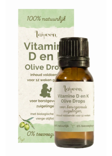 Laveen Olive Drops Zuigelingen Vitamine D en K Vegan 10 Ml