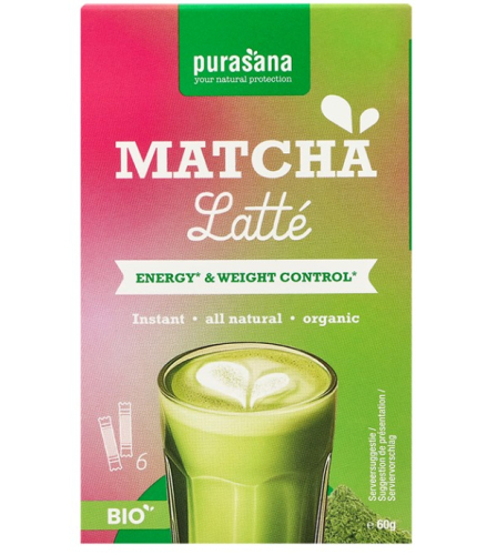 6 zakjes Purasana Instant Latté Matcha Biologisch