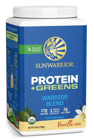Sunwarrior Warrior Blend Proteïne + Greens Vanille 750 gram