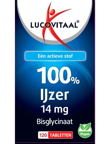 120 tabletten Lucovitaal 100% IJzer 14 mg Bisglycinaat