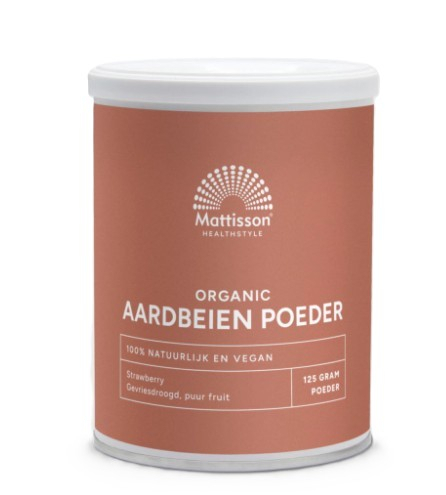 125 Gramm Mattisson Aardbeien Poeder Gevriesdroogd Biologisch 