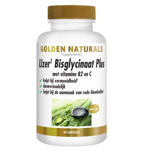 60 capsules Golden Naturals IJzer Bisglycinaat Plus