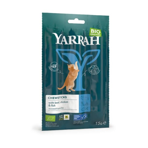 3 sticks Yarrah Kauwstaafjes voor Katten Biologisch