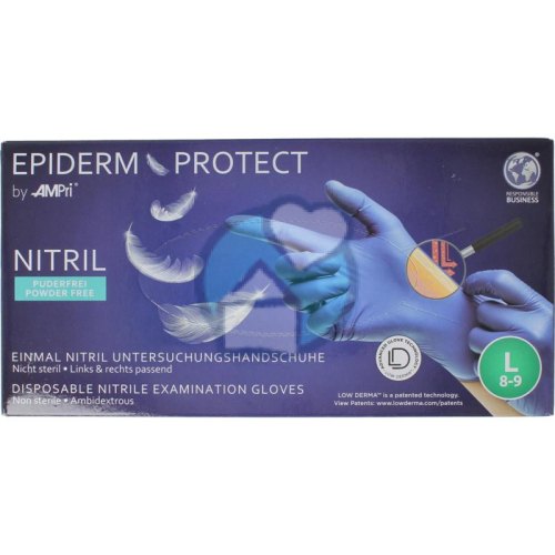 EpidermProtect Onderzoekshandschoen Nitrile Poedervrij L 8-9 100 Stücke