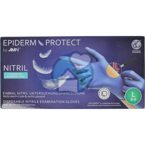 100 stuks EpidermProtect Onderzoekshandschoen Nitrile Poedervrij L 8-9