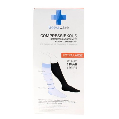 Solvacare Compressiekous Zwart XL 29-33 cm 1 couple