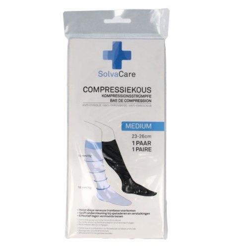 Solvacare Compressiekous Zwart M 23-26 cm 1 Paar