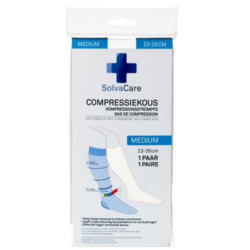 1 paar Solvacare Compressiekous Wit M 23-26 cm
