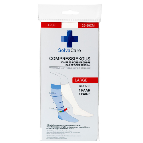 1 paar Solvacare Compressiekous Wit L 26-29 cm