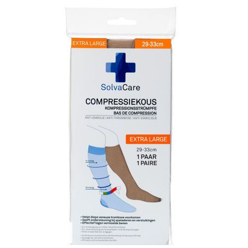 1 paar Solvacare Compressiekous Beige XL 29-33 cm