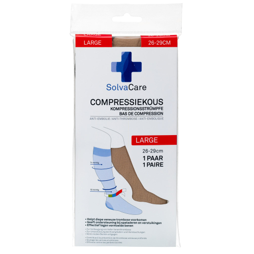 1 paar Solvacare Compressiekous Beige L 26-29 cm
