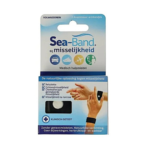 1 paar Sea-Band Polsband bij Misselijkheid Volwassenen Zwart
