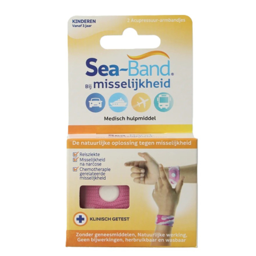1 paar Sea-Band Polsband Bij Misselijkheid Kinderen Roze