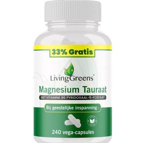 LivingGreens Magnesium Tauraat  240 vegetarian capsules