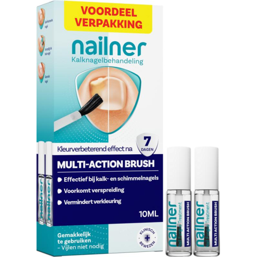 2 x 5  ml Nailner Kalknagelkwastje Multi Action Brush 