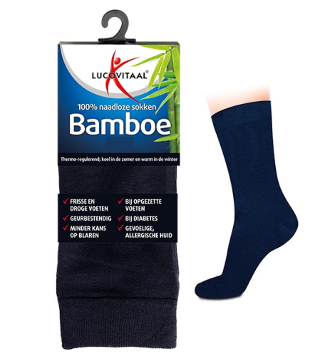 1 paar Lucovitaal Bamboe Lange Sokken Blauw 39-42