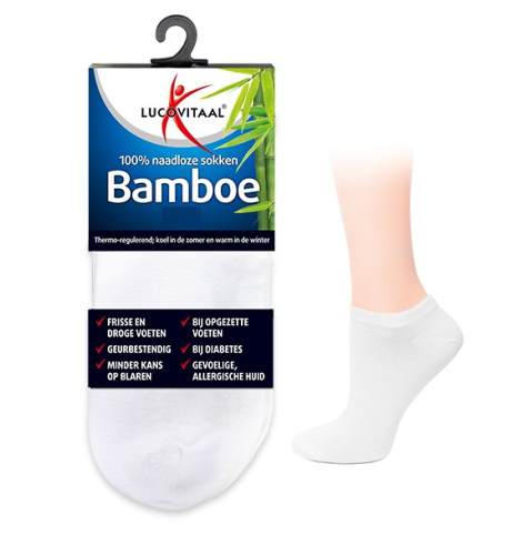 1 paar Lucovitaal Bamboe Enkelsokken Wit 39-42