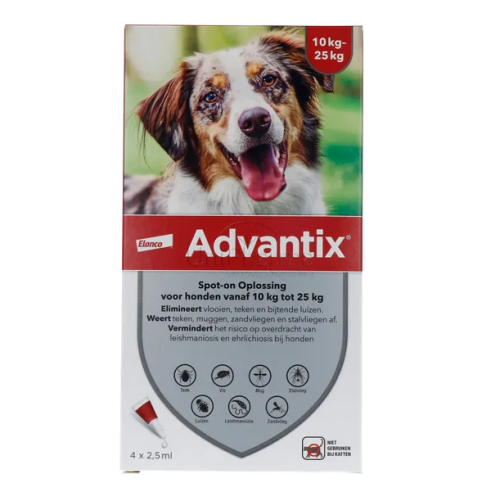 4 stuks Advantix Hond 250/1250 Spot-on Solution