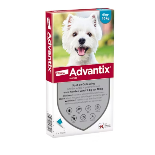 4 stuks Advantix Hond 100/500 Spot-on Solution