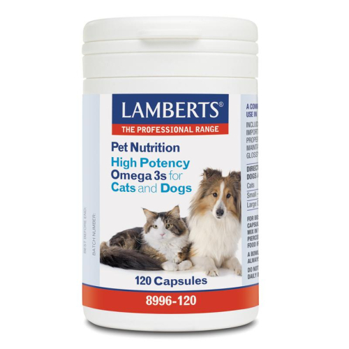 120 capsules Lamberts Pet Nutrition High Potency Omega 3s for Cats and Dogs