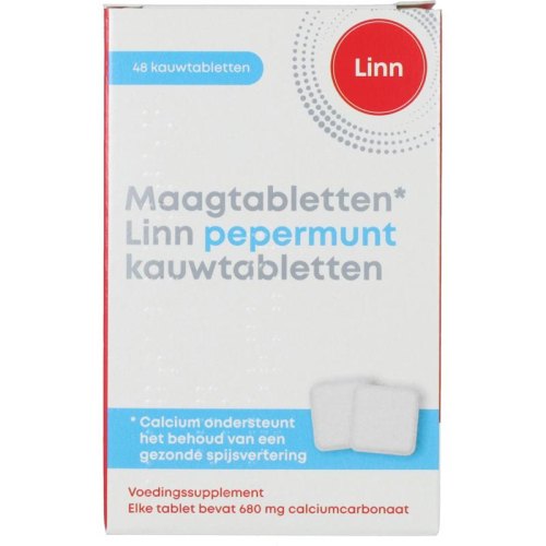 Linn Maagtabletten Linn Pepermunt 48 Kautabletten