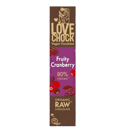 40gr Lovechock Fruity Cranberry 80% Cacao Biologisch