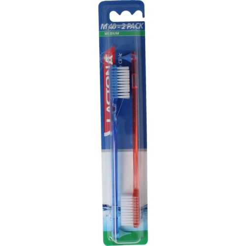 2 stuks Lactona Tandenborstel M40 Nylon Medium Duopack