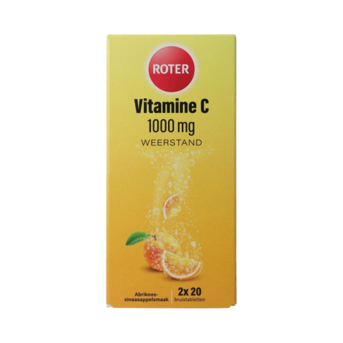 2 x 20 bruistabletten Roter Vitamine C 1000 mg Abrikoos-Sinaasappelsmaak