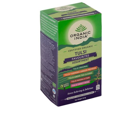 25 zakjes Organic India Tulsi Favourites Assortment Thee Biologisch