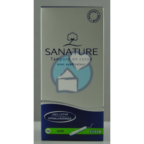 Katoenen Super Tampons met inbrenghuls Sanature 14 stuks kopen