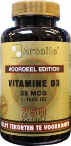 250 Softgels Artelle Vitamine D3 25 mcg 