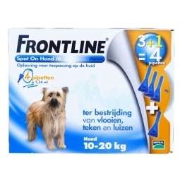 Frontline Spot On Hond M 10-20 kg (vlooien, luizen & teken) 4 Stücke