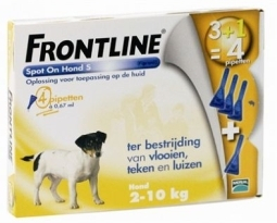 Frontline Spot On Hond S 2-10 kg (vlooien, luizen & teken) 4 Stücke