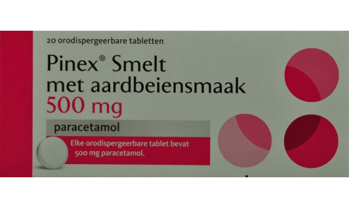 Pinex Paracetamol Smelt met Aardbeiensmaak 500 mg 20 Tabletten