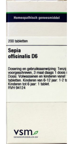 VSM Enkelvoudige Homeopathie Sepia Officinalis D6