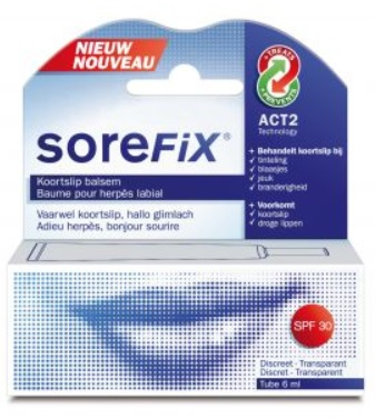 6 ml Sorefix Koortslip Balsem Tube met SPF30