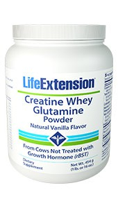 Life Extension Creatine Whey Glutamine Powder Vanilla 454  Gramm