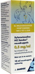 Sandoz Neusdruppels Kind Xylometazoline HCl 0,5mg 10 Ml
