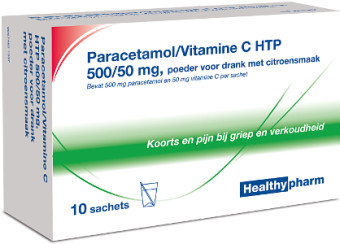 10 sachets Healthypharm Paracetamol met Vitamine C 500 / 50 mg