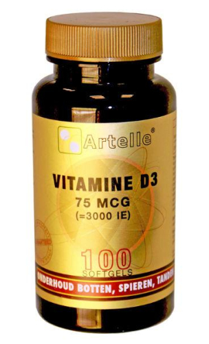 100 Softgels Artelle Vitamine D3 75 mcg