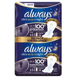 Always Maandverband Ultra Secure Night Voordeelpack 18 Stücke