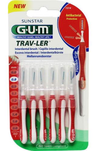 GUM Trav-ler Interdentale Ragers 0.8 mm 6 pieces