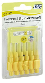 TePe Interdental Brush Extra Soft 0.7 mm Licht Geel Size 4 6 Stücke