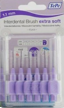6 Stücke TePe Interdental Brush Extra Soft 1.1 mm Licht Lila Size 6