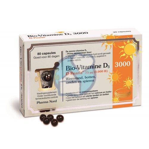 80 capsules Pharma Nord Bio-Vitamine D3 3000 D-Pearls 75 mcg