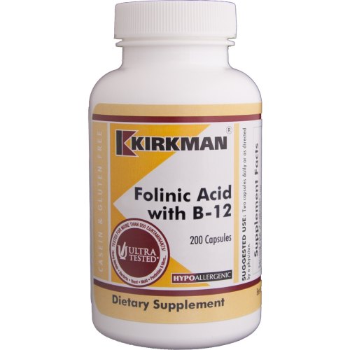 Kirkman Folinic Acid with B-12 200 capsules