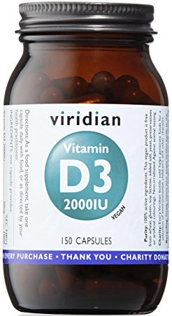 150 capsules Viridian Vitamin D3 2000 IU Vegan