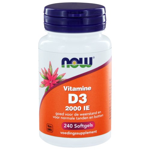 240 Softgels NOW Vitamine D3 2000 IE 50 mcg